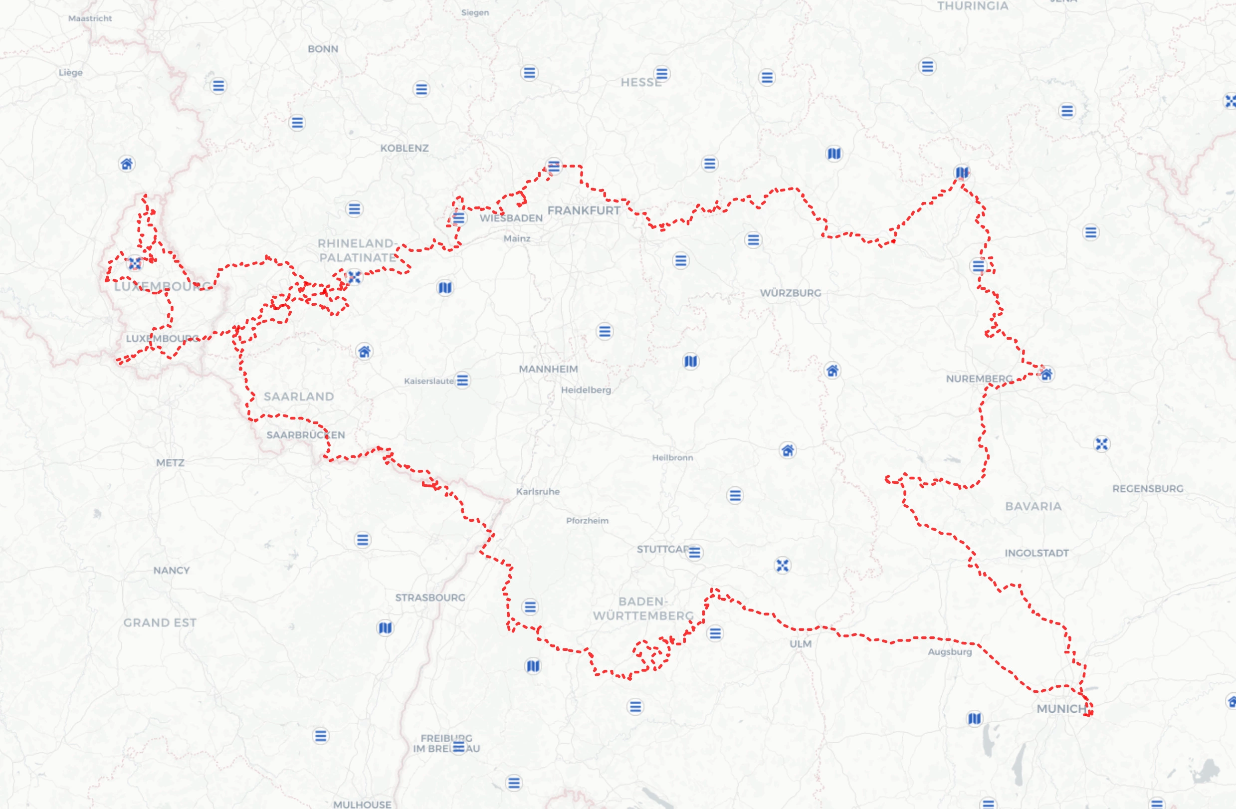 Die geplante Route, gefahren wird im Uhrzeigersinn